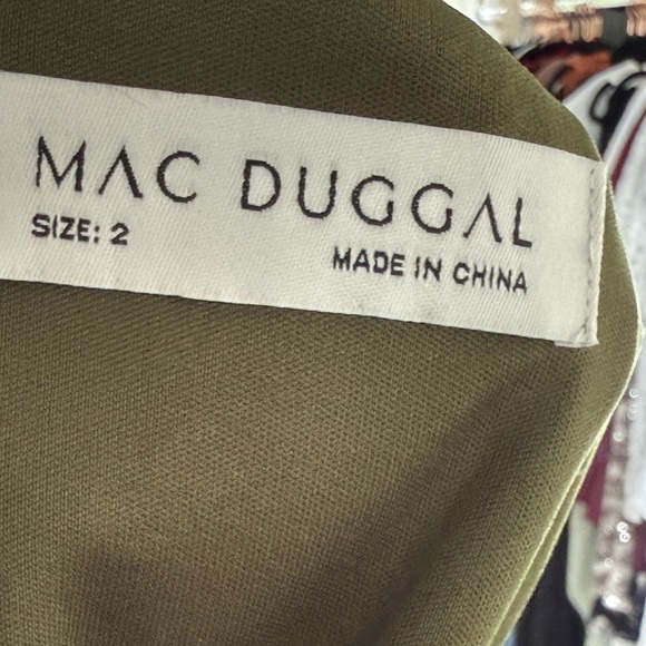 Mac Duggal Olive Sequins Striped Mini Dress - Picture 4 of 7